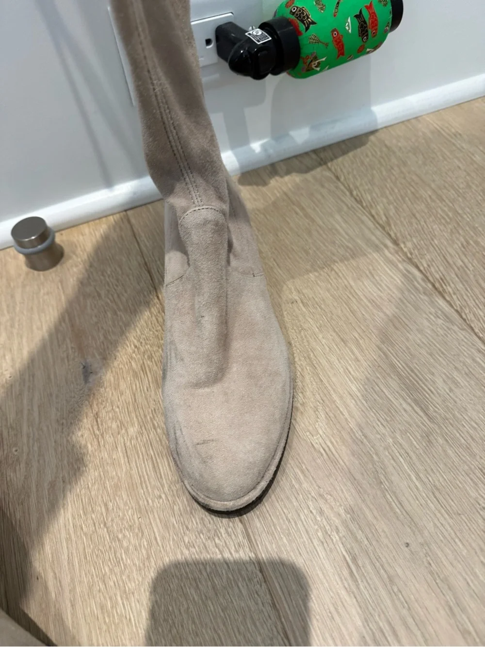 Stuart Weitzman Over-the-Knee Suede Boots in Beige